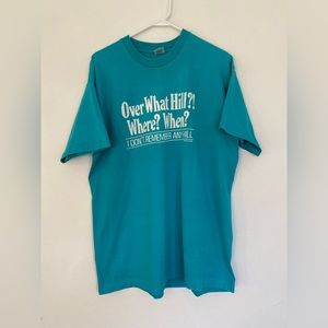 Vintage Funny Over The Hill What Hill T Shirt • Size XL Single Stitch Old Man